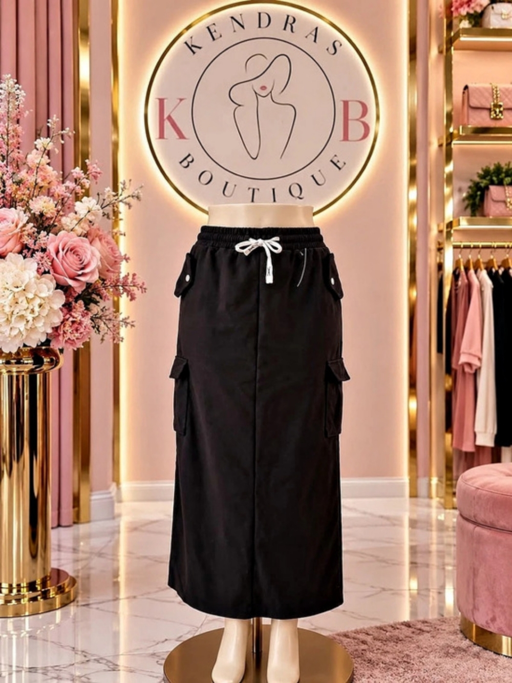Black Cargo Maxi Skirt Like New